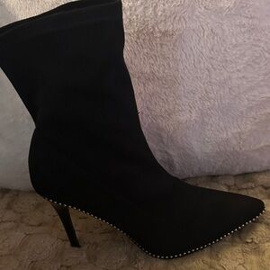 Elegant Black Women's Stud Stiletto Boots